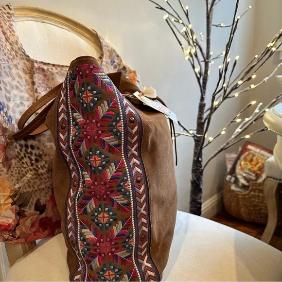 Johnny Was Tote Handbag Lola Embroidered Soft Leather - Picture 8 of 10